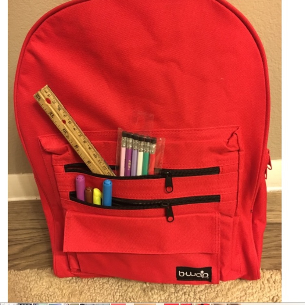 New B-WAP School Backpack Sz large in red canvas